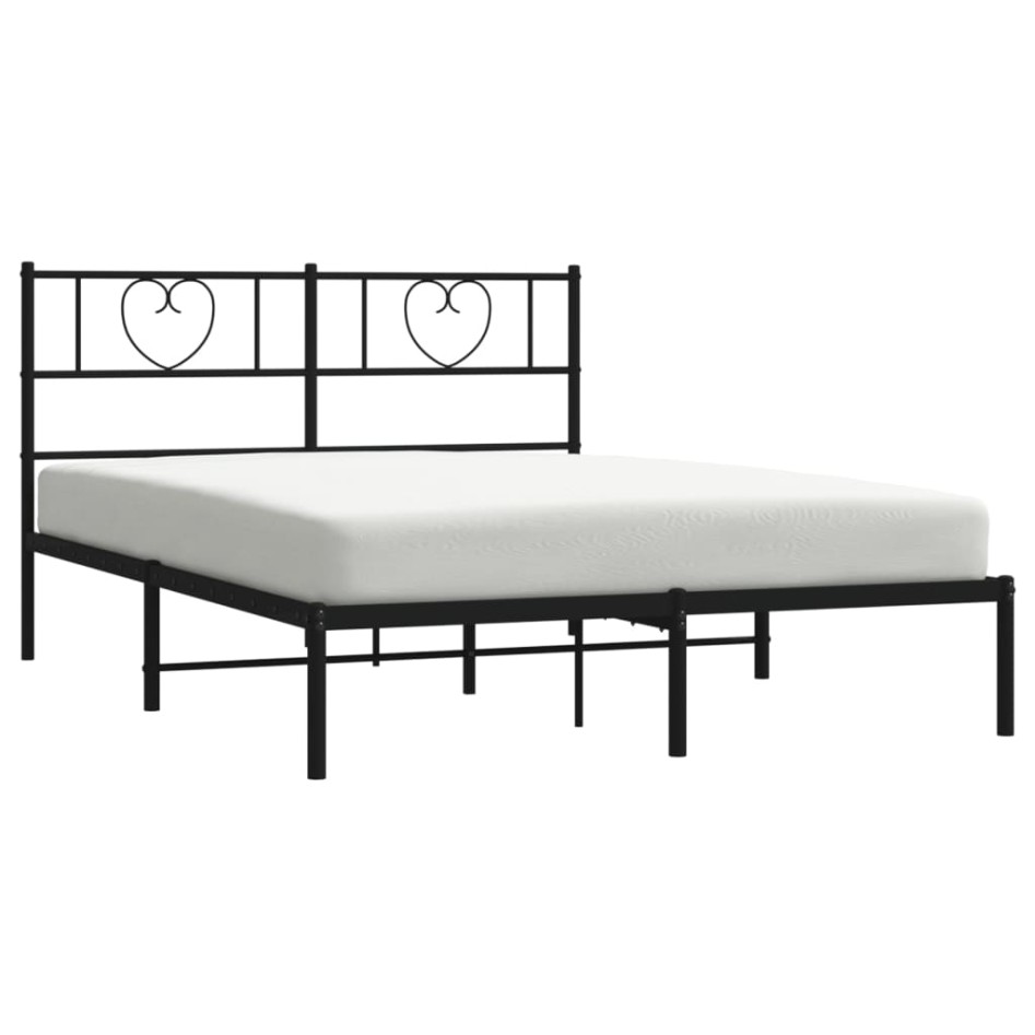 Estructura de cama con cabecero metal negro 150x200
