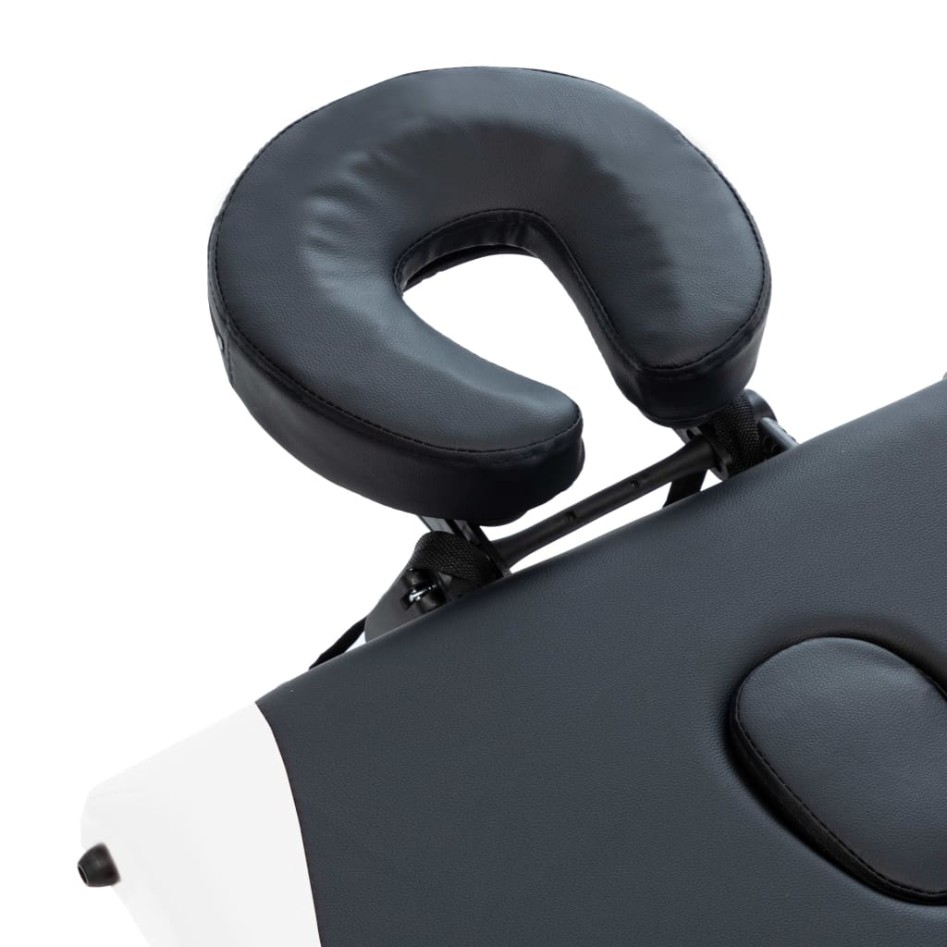 Camilla de masaje plegable 3 zonas aluminio negro y