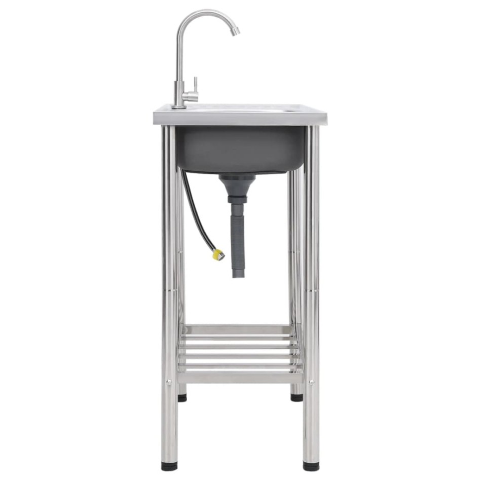 Fregadero de camping de un seno y grifo acero