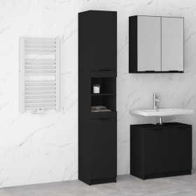 Armario de baño de madera contrachapada negro 32x34x188,5