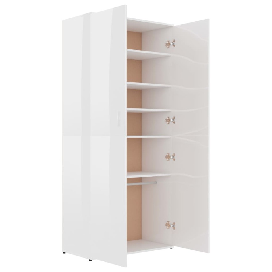 Mueble zapatero contrachapada blanco brillo 80x39x178