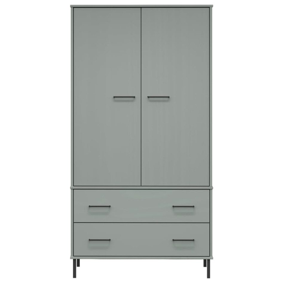 Armario patas de metal OSLO madera maciza gris 90x55x172,5