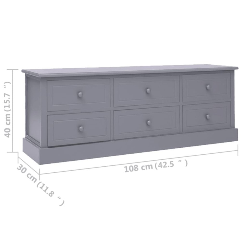 Mueble para TV madera de paulownia gris oscuro 108x30x40