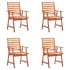 Sillas comedor de jardín y cojines 4 uds madera maciza