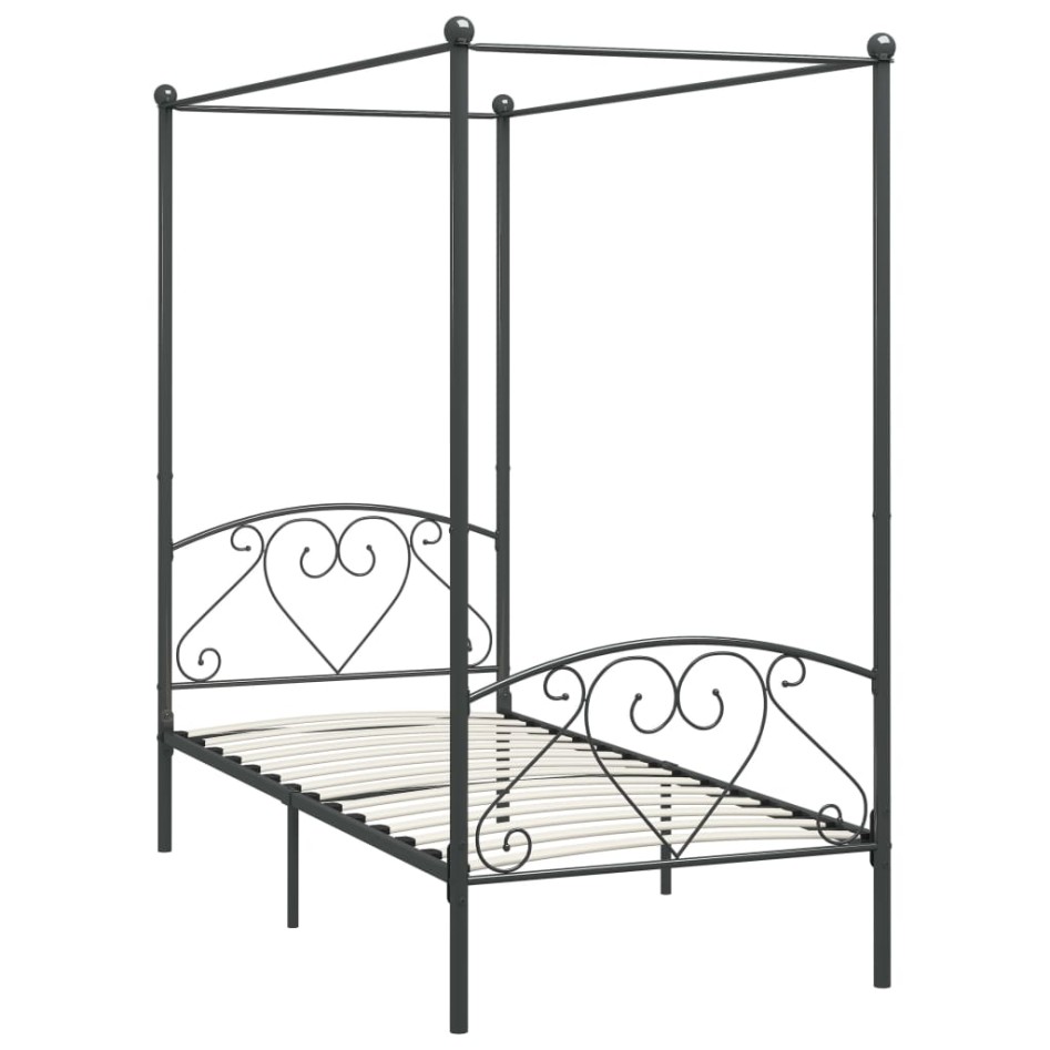 Estructura de cama con dosel metal gris 90x200