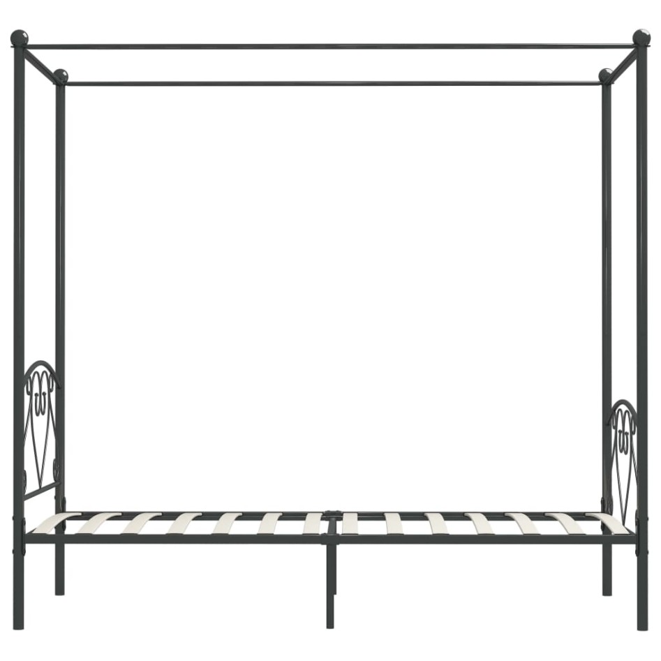 Estructura de cama con dosel metal gris 90x200