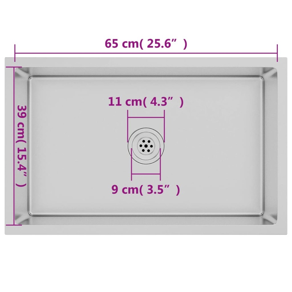 Fregadero de cocina hecho a mano de acero