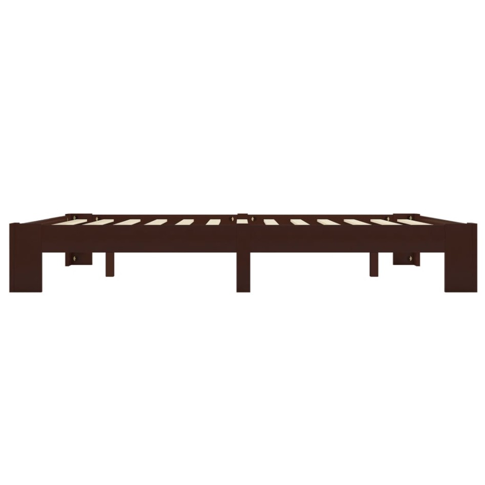 Estructura de cama madera maciza pino marrón oscuro 160x200