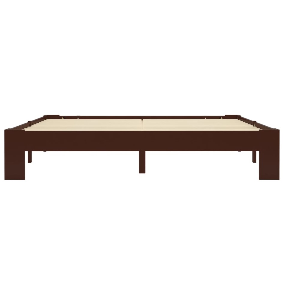 Estructura de cama madera maciza pino marrón oscuro 160x200