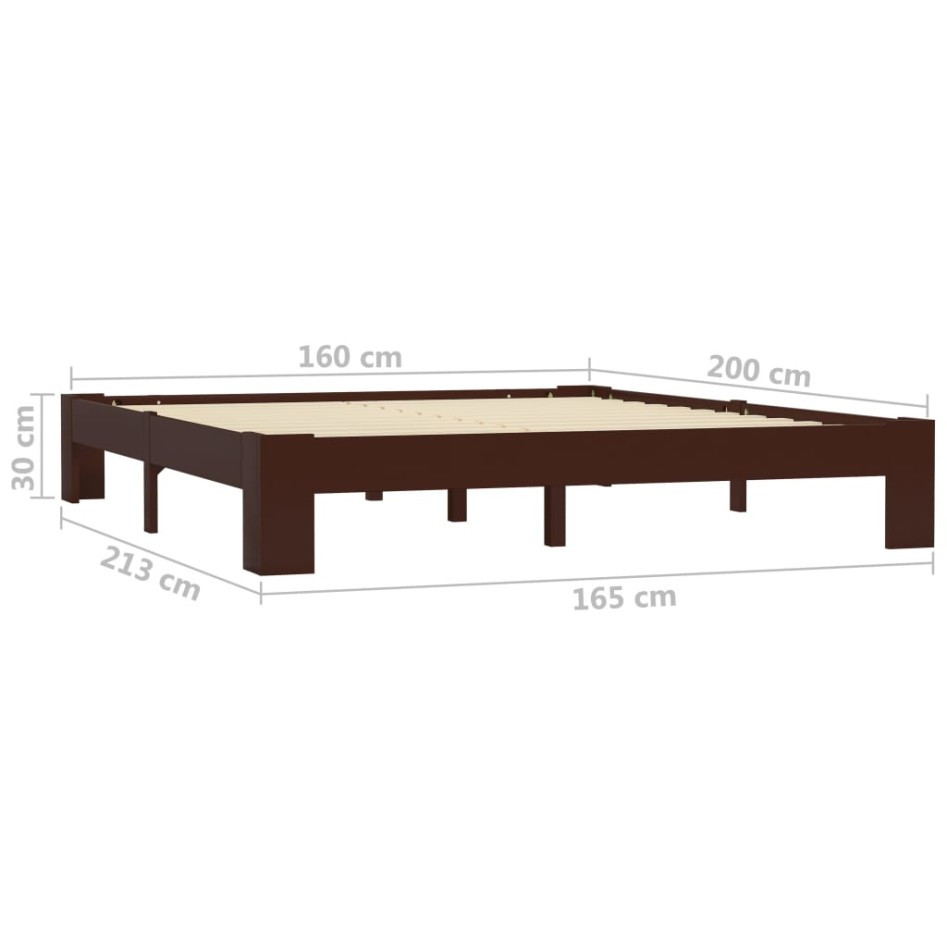 Estructura de cama madera maciza pino marrón oscuro 160x200