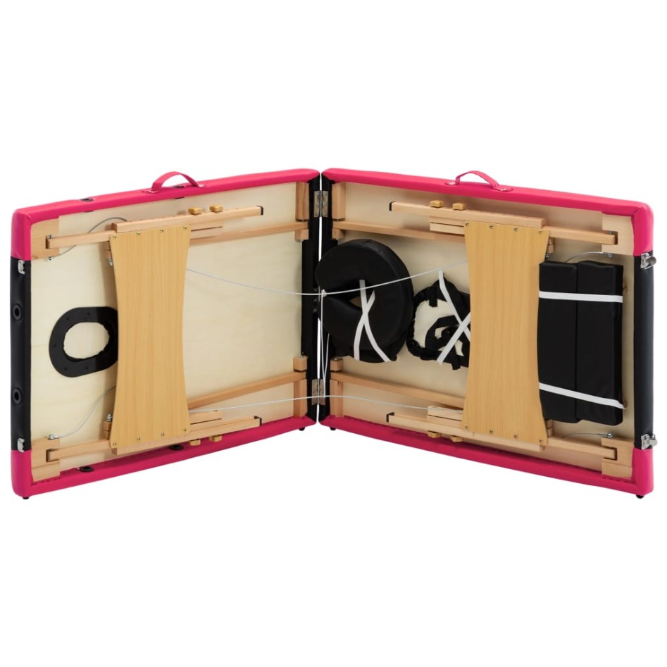 Camilla de masaje plegable 2 zonas madera negro y