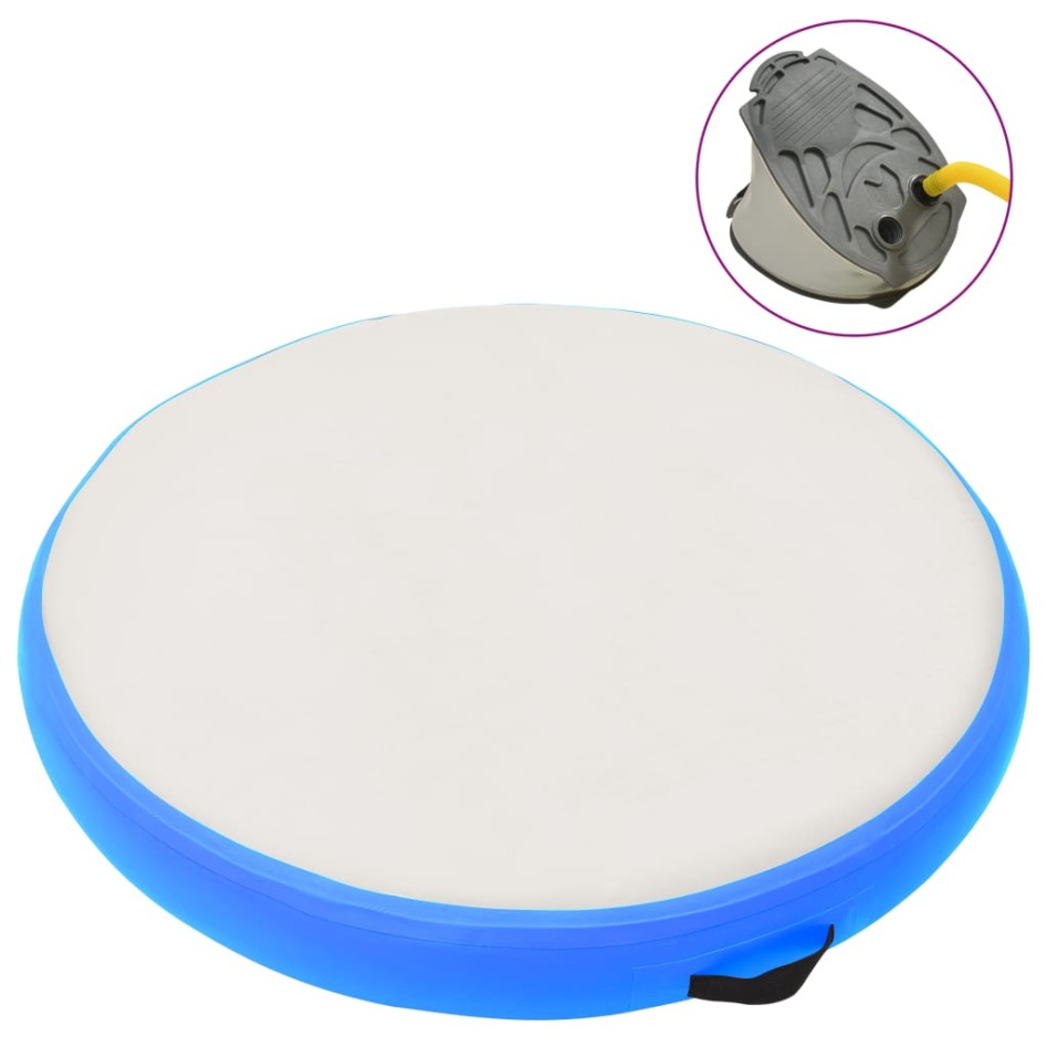 Esterilla inflable de gimnasia y bomba PVC azul 100x100x20