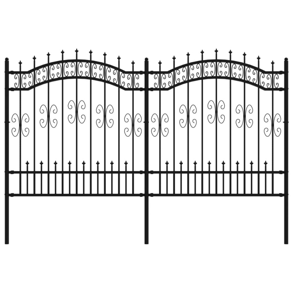 Valla de jardín con punta de lanza acero recubierto negro
