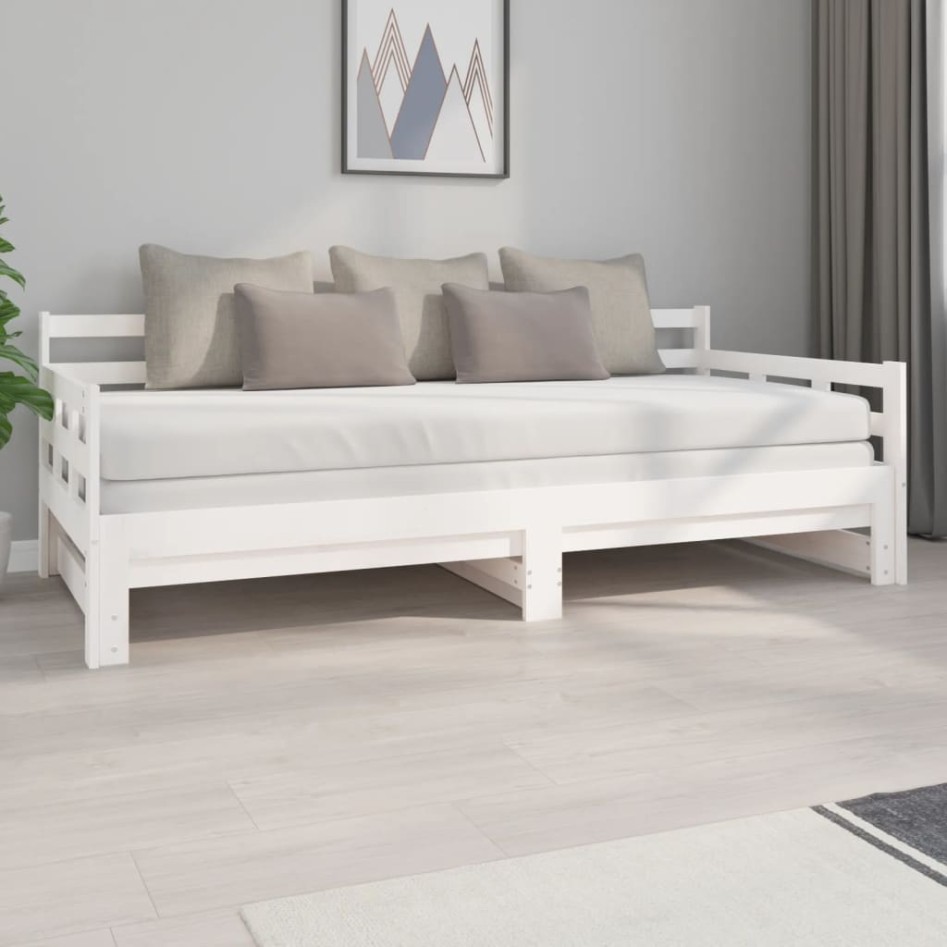 Sofá cama extraíble madera maciza de pino blanco 2x(90x200)