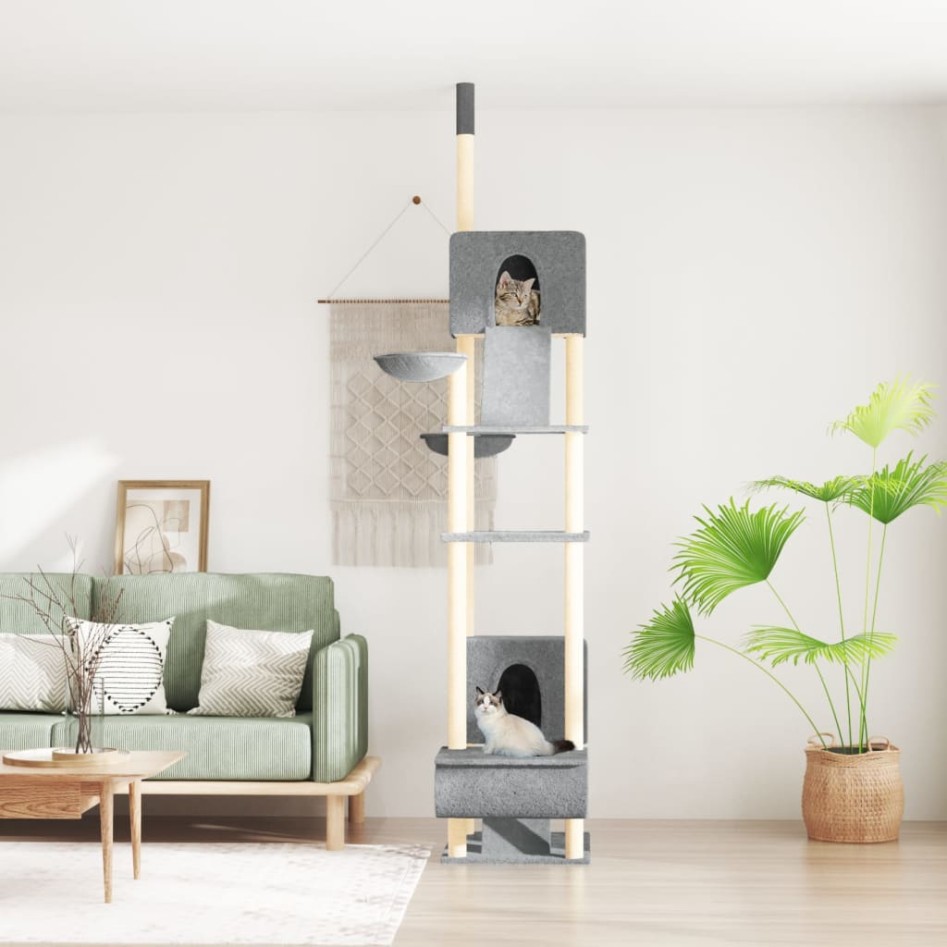 Árbol rascador para gatos suelo a techo gris claro 277-303