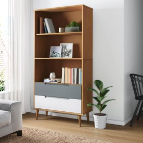 Librería MOLDE madera maciza de pino marrón 85x35x170,5