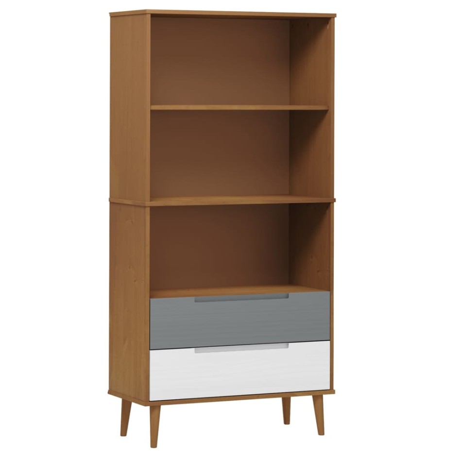 Librería MOLDE madera maciza de pino marrón 85x35x170,5