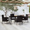 Juego de comedor para jardín 5 piezas negro