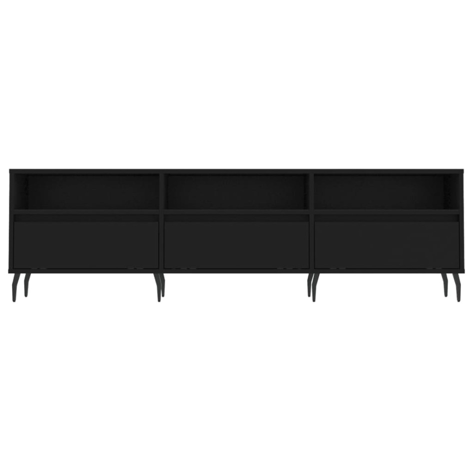 Mueble de TV madera contrachapada negro 150x30x44,5