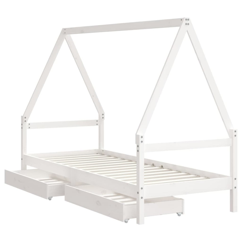 Estructura cama niños con cajones madera pino blanco 80x200