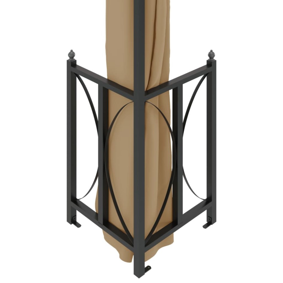 Cenador con paredes laterales y techos dobles gris taupe 3x4