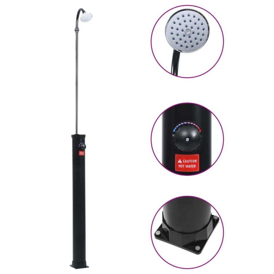 Ducha solar de jardín negro 215 cm 8