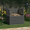 Compostador de madera maciza de pino gris 80x80x78 cm