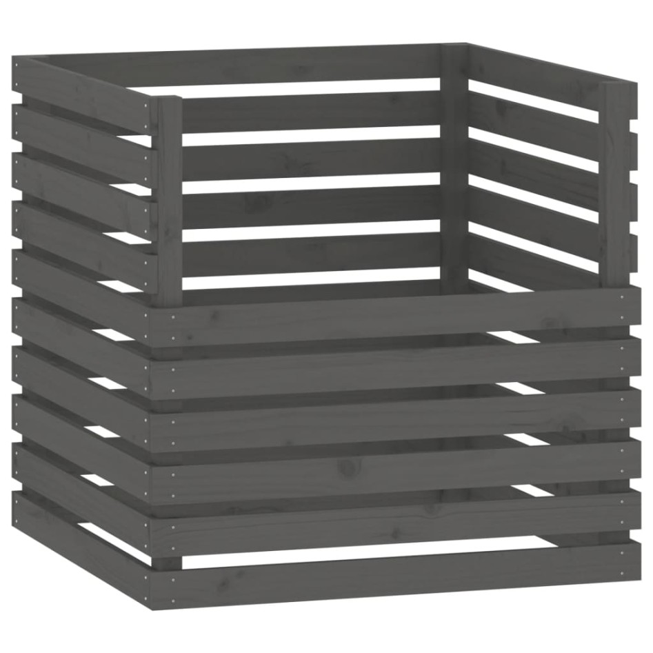Compostador de madera maciza de pino gris 80x80x78