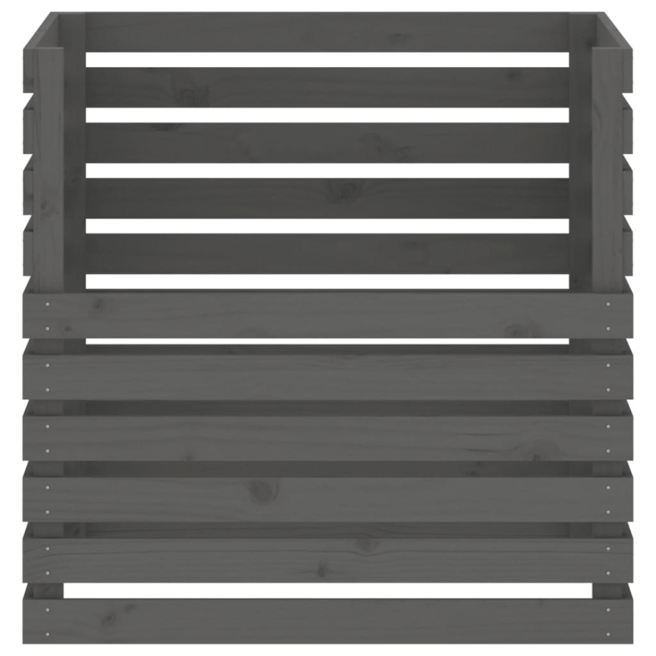 Compostador de madera maciza de pino gris 80x80x78