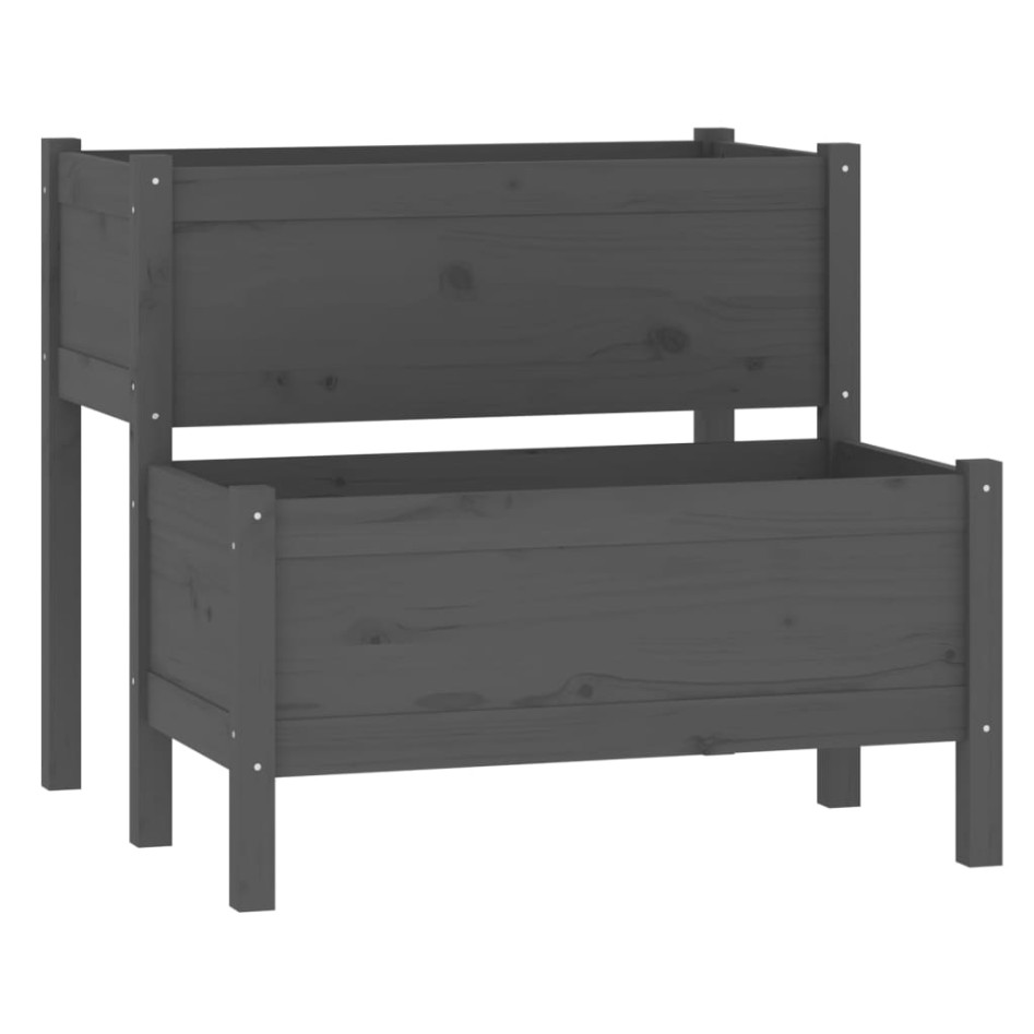 Jardinera de madera maciza de pino gris 84,5x84x75