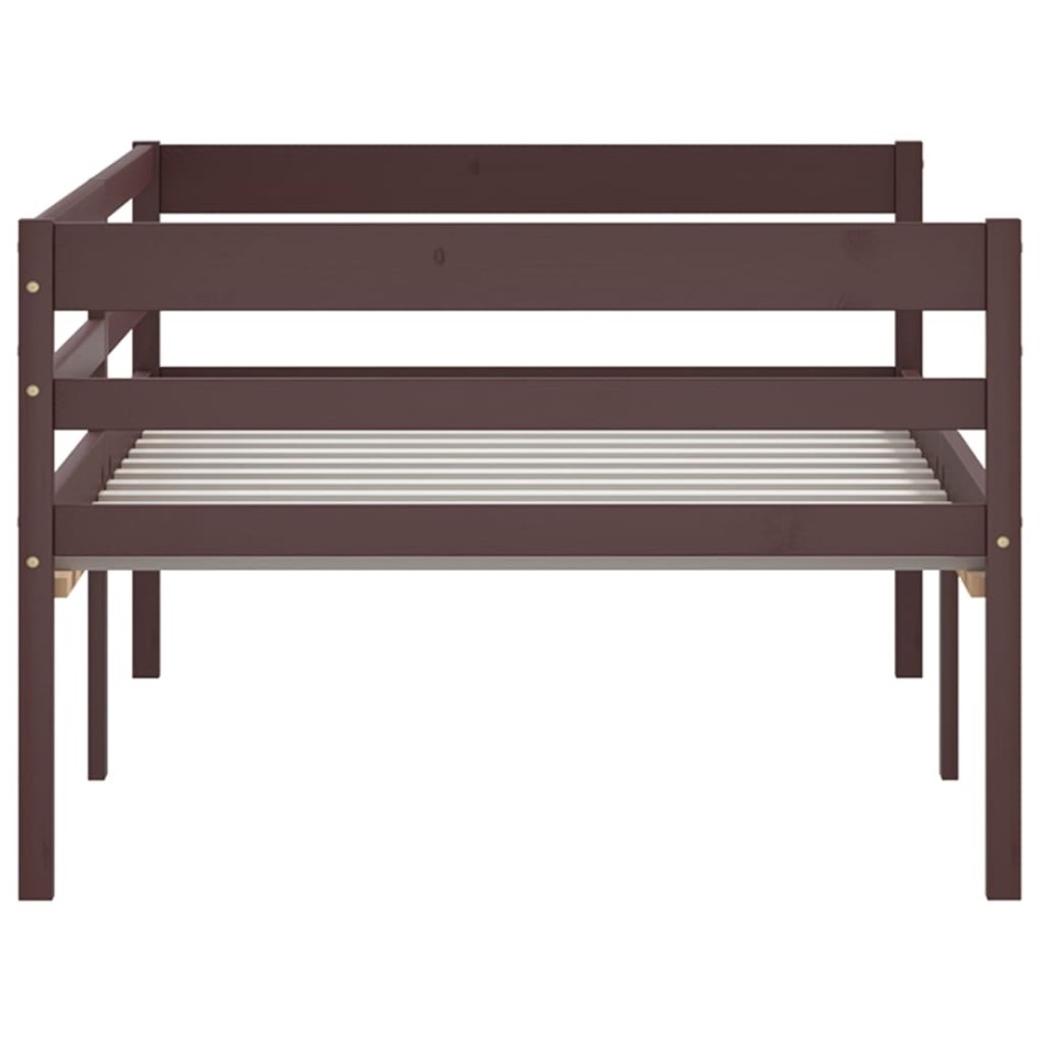 Estructura de cama madera maciza pino marrón oscuro 90x200