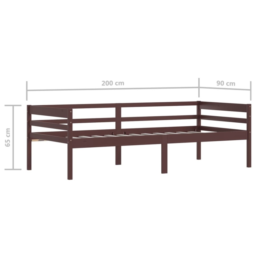 Estructura de cama madera maciza pino marrón oscuro 90x200