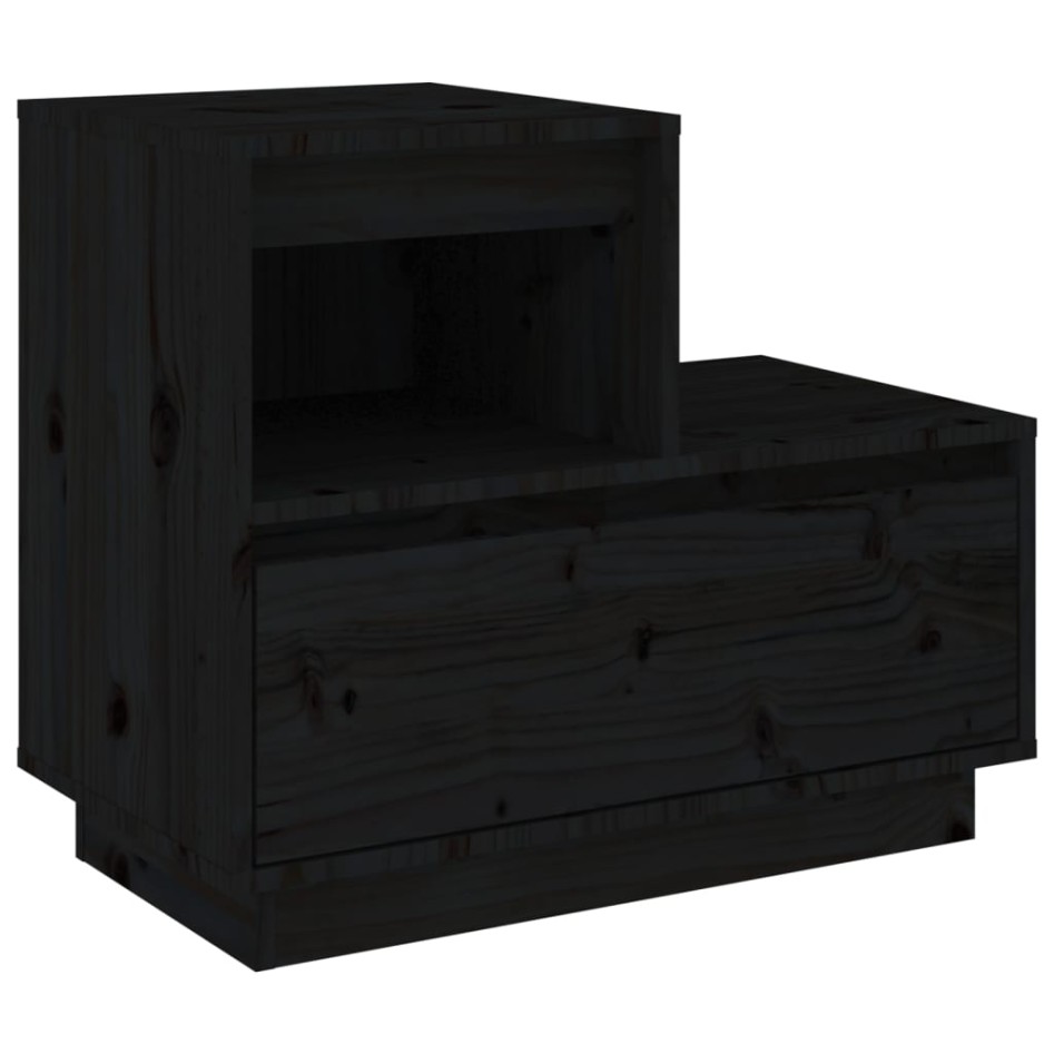 Mesitas de noche 2 uds madera maciza de pino negro 60x34x51