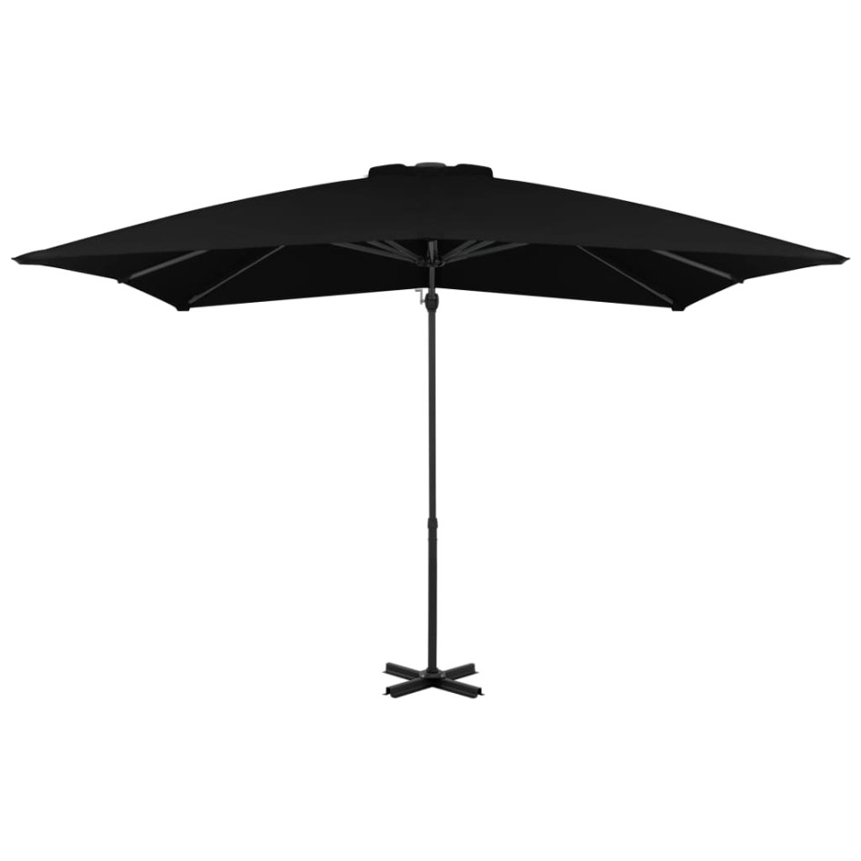 Sombrilla voladiza con poste de aluminio negro 250x250