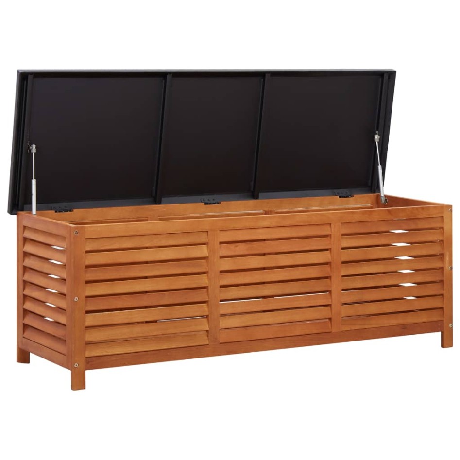 Caja de almacenaje jardín madera maciza eucalipto 150x50x55