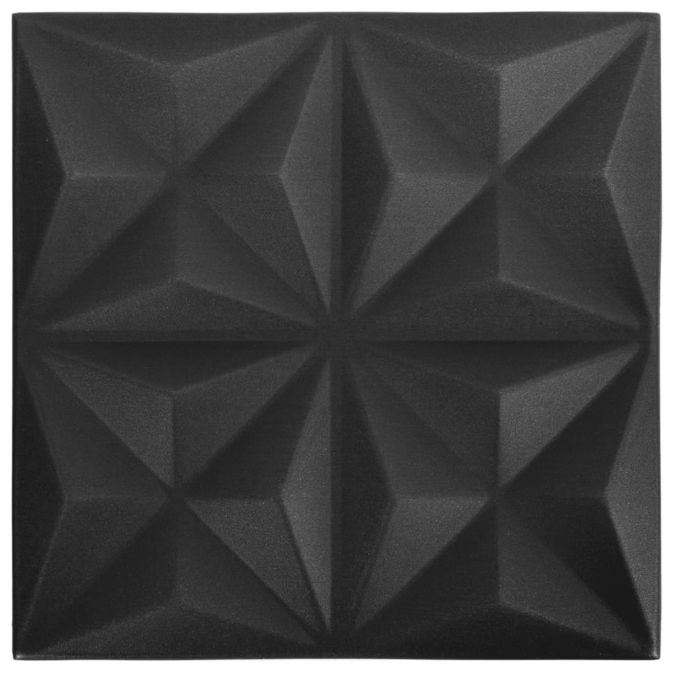 Paneles de pared 3D 48 unidades negro origami 12 m² 50x50