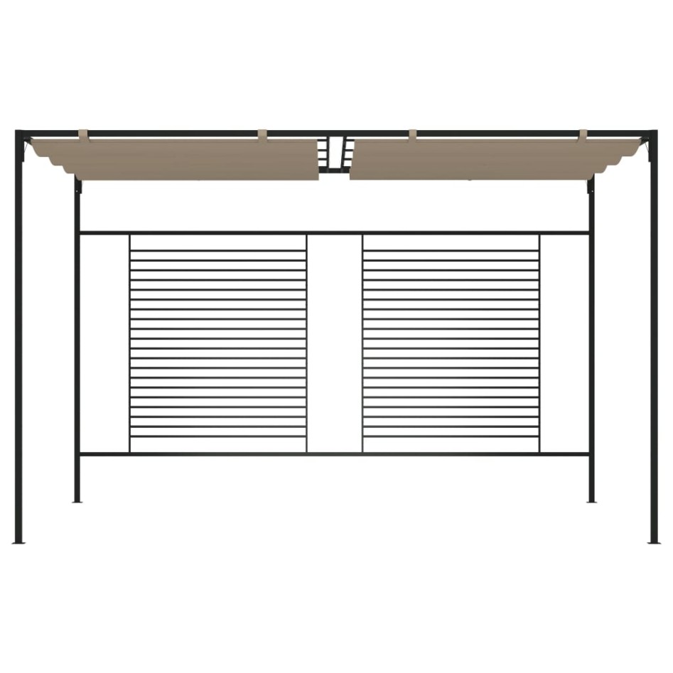 Cenador con techo retráctil gris taupe 3x4x2,3 m 180
