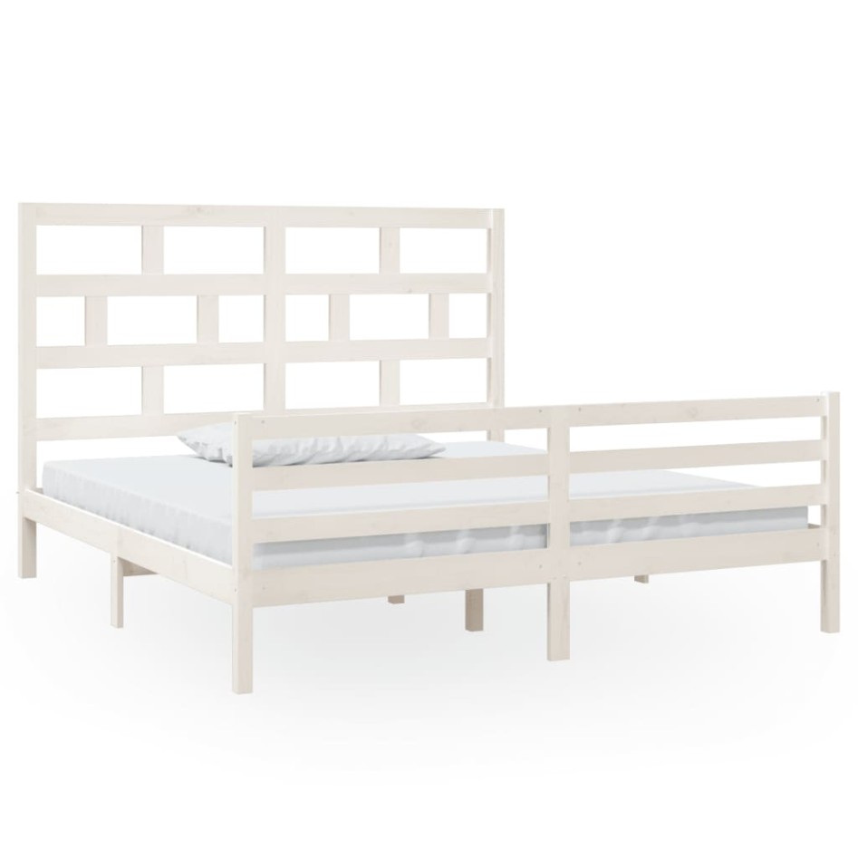 Estructura de cama madera maciza blanco Supe King 180x200