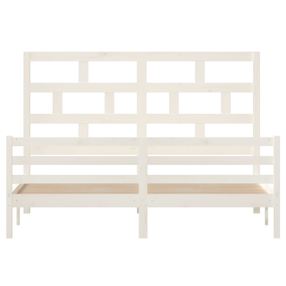 Estructura de cama madera maciza blanco Supe King 180x200