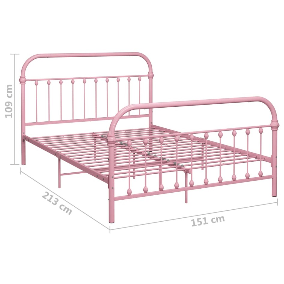 Estructura de cama de metal rosa 140x200