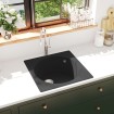 Fregadero de cocina con rebosadero granito negro
