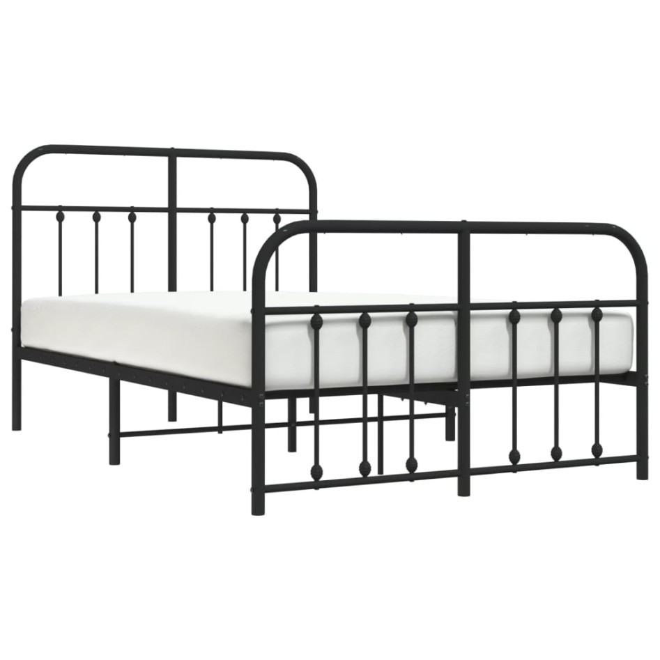 Estructura de cama con cabecero y pie metal negro 120x190