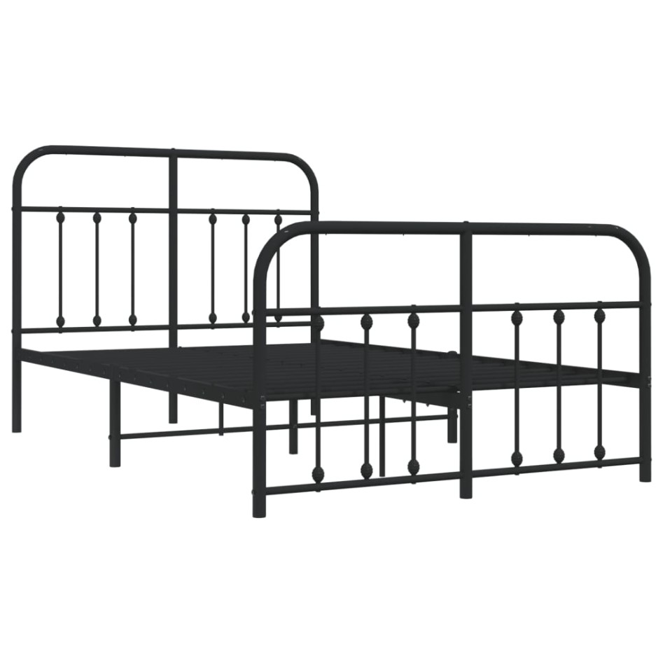 Estructura de cama con cabecero y pie metal negro 120x190