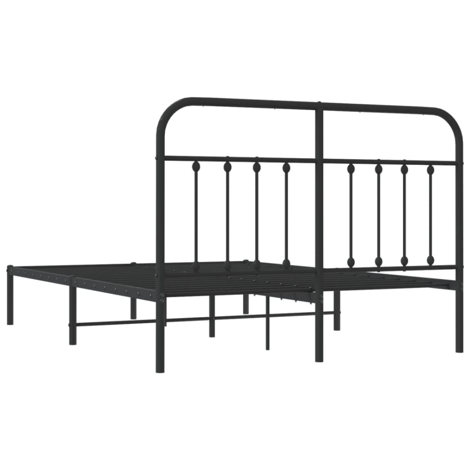 Estructura de cama con cabecero metal negro 140x200