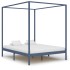 Cama con dosel de madera maciza de pino gris 180x200