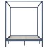 Cama con dosel de madera maciza de pino gris 180x200