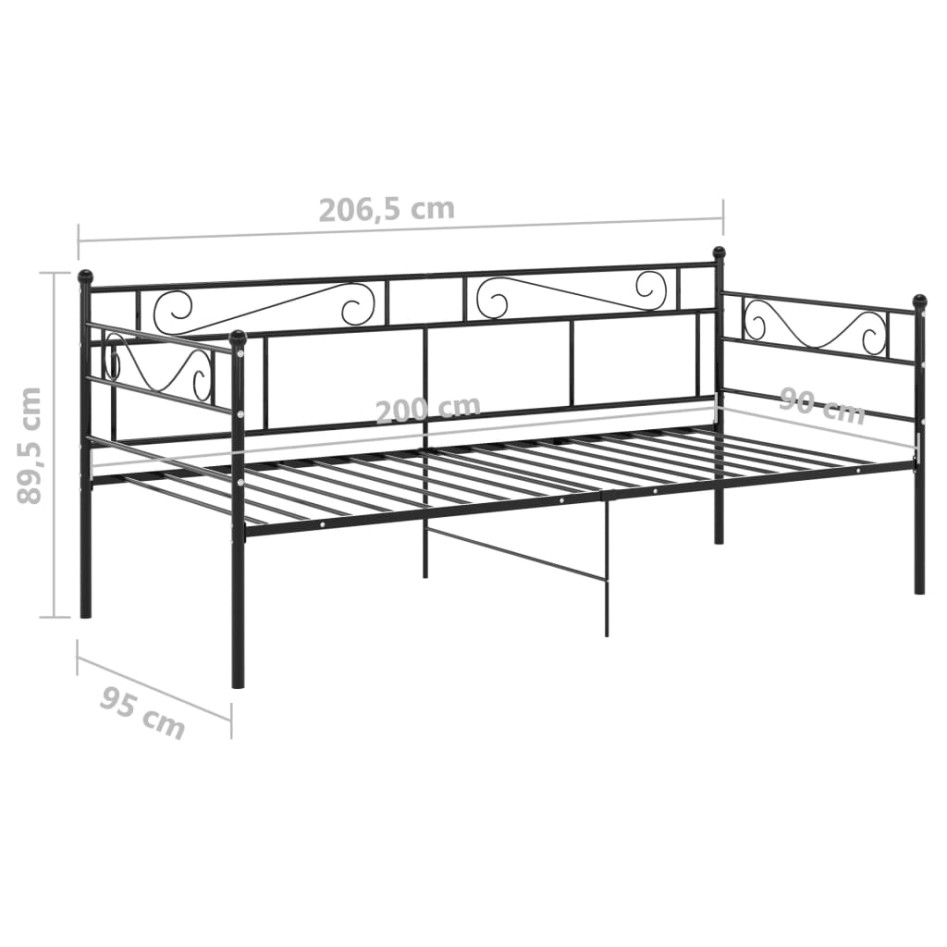 Estructura de sofá cama de metal negro 90x200