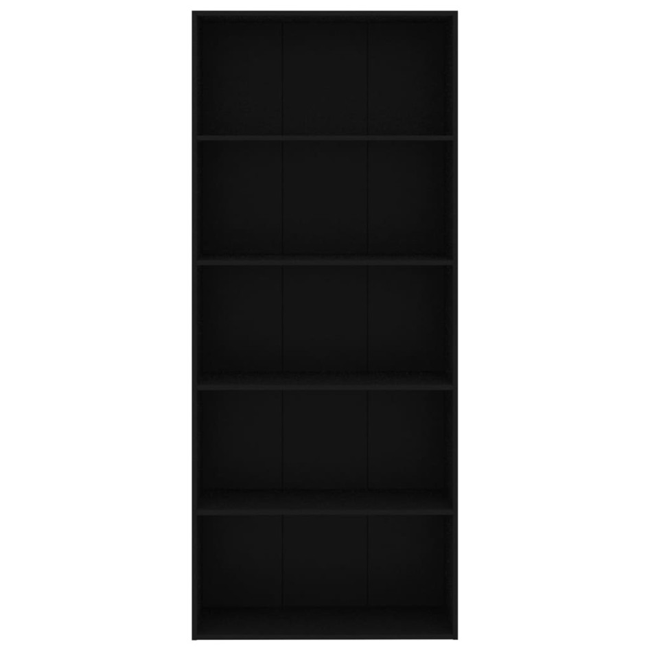 Estantería de 5 niveles madera contrachapada negra 80x30x189