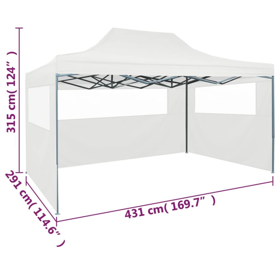 Carpa plegable para celebraciones con 3 paredes blanco 3x4,5