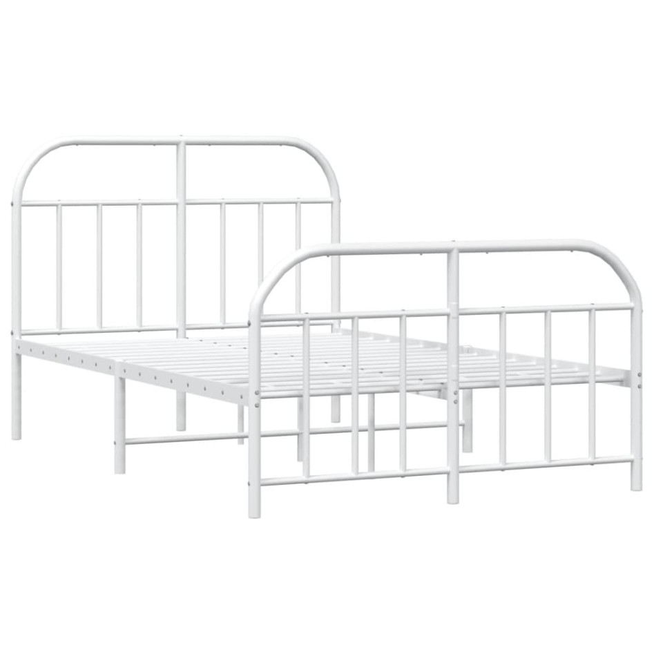 Estructura cama metal con cabecero y estribo blanco 120x200